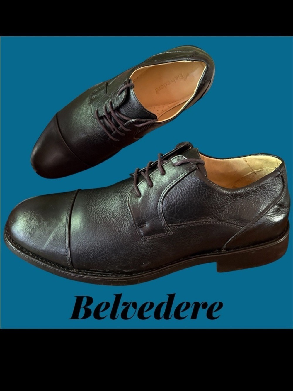 Belvedere Studio Men’s Black Leather Cap Toe Oxford Dress Shoes. Size 11 D. EUC!